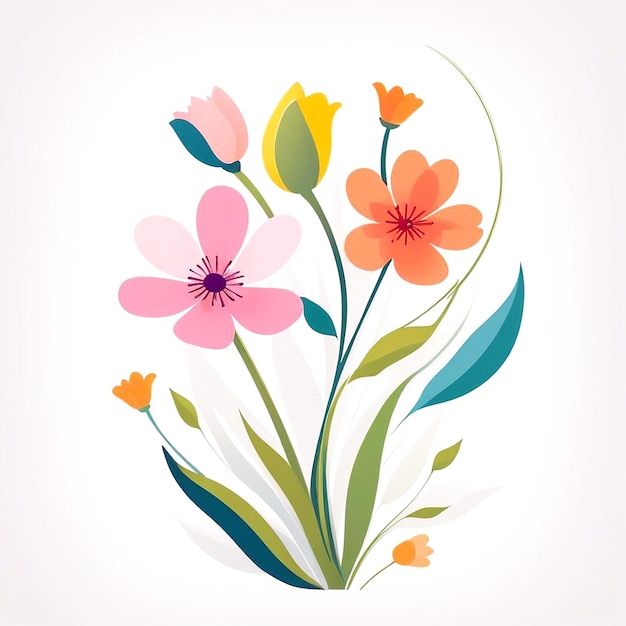 Abstract Spring Flower Illustration With White Background