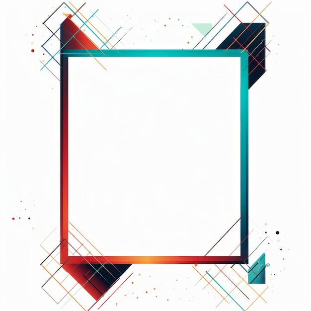 abstract square frame with colorful geometric shapes on a white background