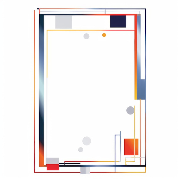 Photo an abstract square frame with orange blue and white colors