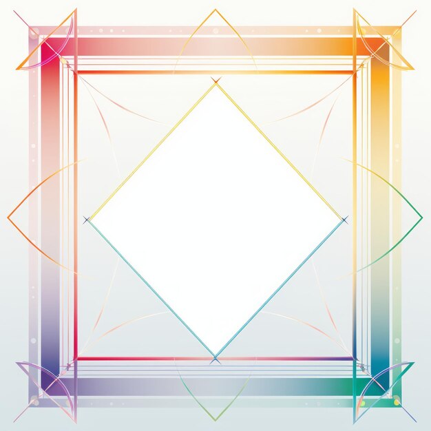 an abstract square frame with a rainbow colored border