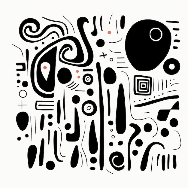 Abstract Squiggly Line Doodle Poster met vetgedrukte contouren