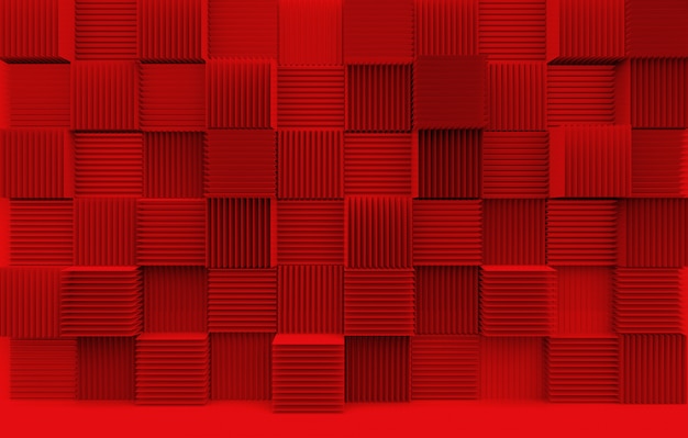 abstract stack of luxury art pattern red cube boxes wall background.