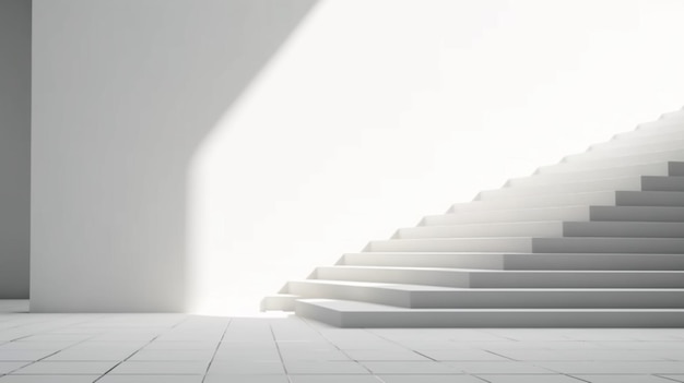 Abstract stairs or steps concept on white wall background AI generative