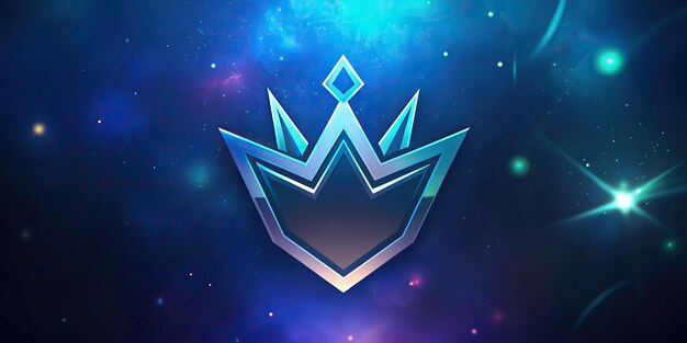 Photo abstract star crown shaped esports logo with shiny glowing sparkle background