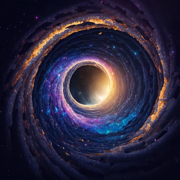 Abstract starry galaxy spiral wormhole tunnel Concept of time vortex portal in space Generative AI