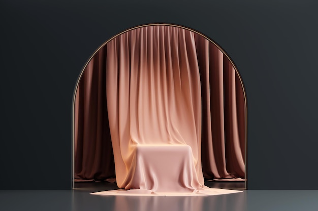 Abstract still life elegance podium platform product showcase with curtain 3d rendering