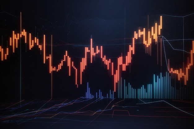 Abstract stock market graph on dark background