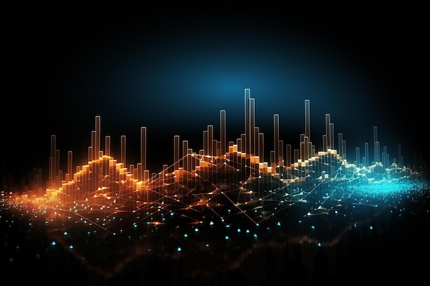 Abstract stock market graph on dark background