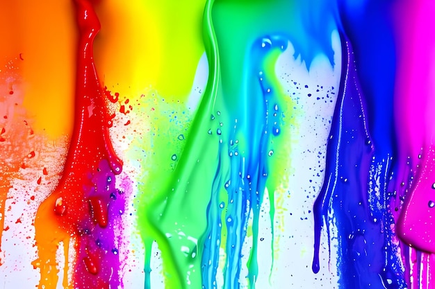 Photo abstract streaks of rainbow paint explosion ink