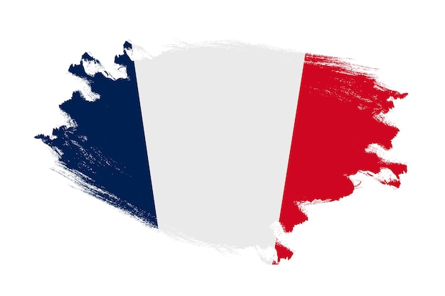 写真 抽象的なストローク ブラシ テクスチャ分離の白い背景の上のフランスの国旗