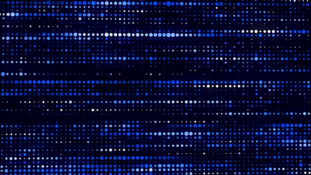 abstract structure of blue dots with light on a black background science backdrop with moving particles digital transfer of big data 3d rendering
