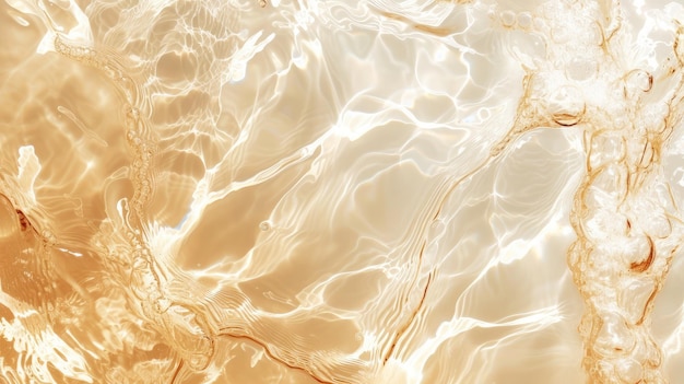abstract summer banner background transparent beige clear water surface texture with ripples and splashes water waves in sunlight copy space top view