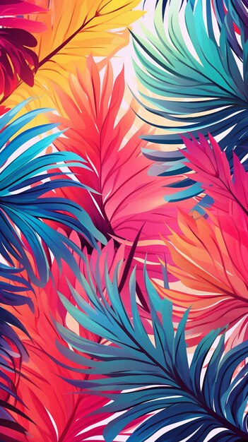 Abstract summer design with tropical leaves