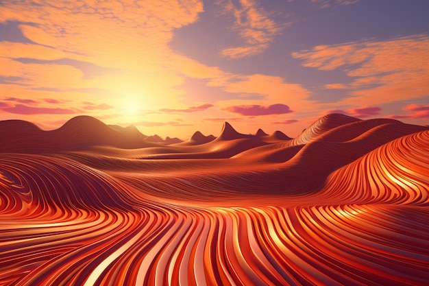 Photo abstract sun and desert landscape pattern with generative ai