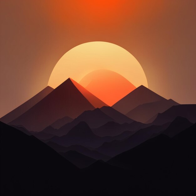 abstract sun and mountain