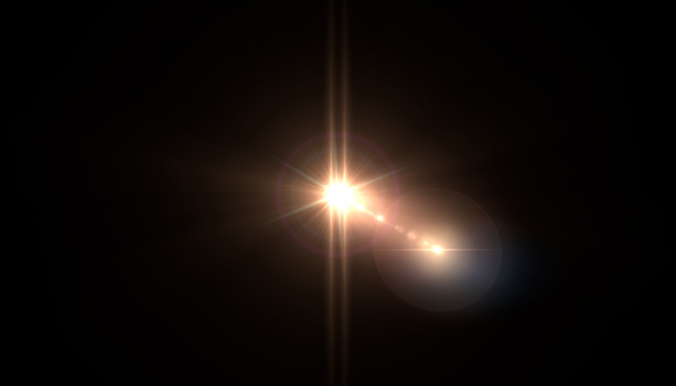 Photo abstract of sun with flare. natural background with lights and sunshine