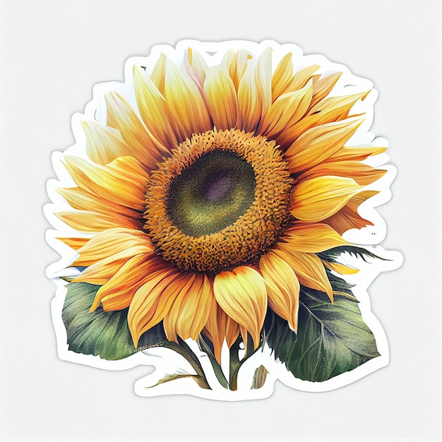 Abstract sunflower sticker Digital illustration AI