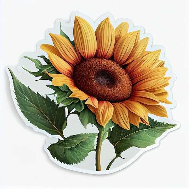 Abstract sunflower sticker Digital illustration AI