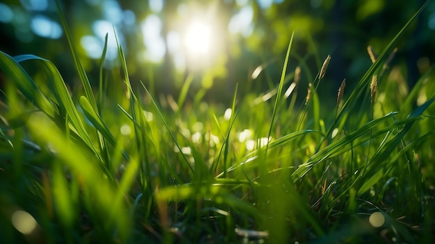 Abstract Sunlit Green Grass