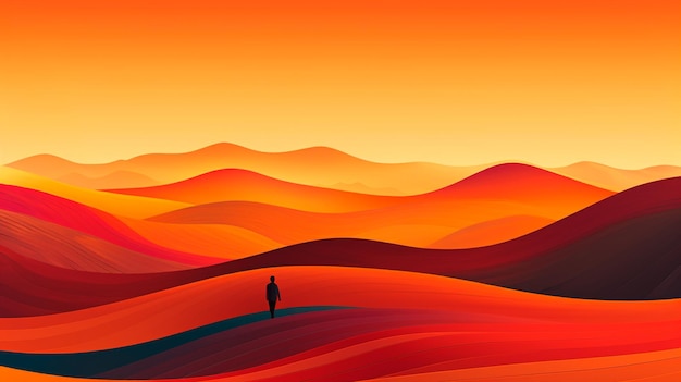 Photo abstract sunset background with mountains and clouds generative ai