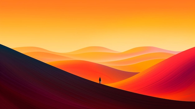 Abstract sunset background with mountains and clouds generative ai