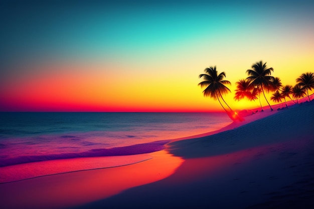 Abstract sunset beach illustration background wallpaper