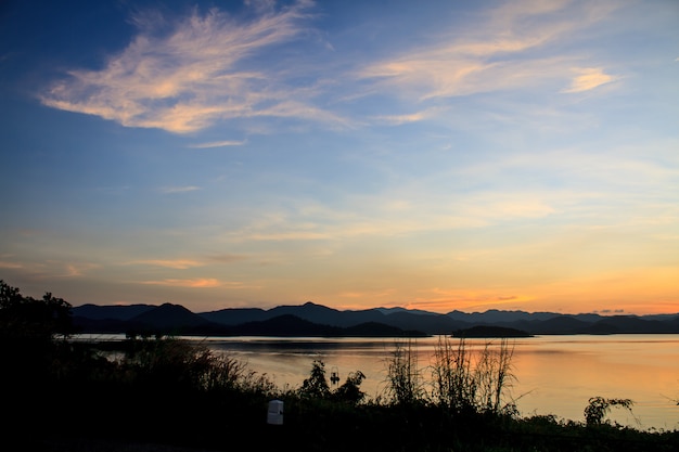 Abstract Sunset at lake