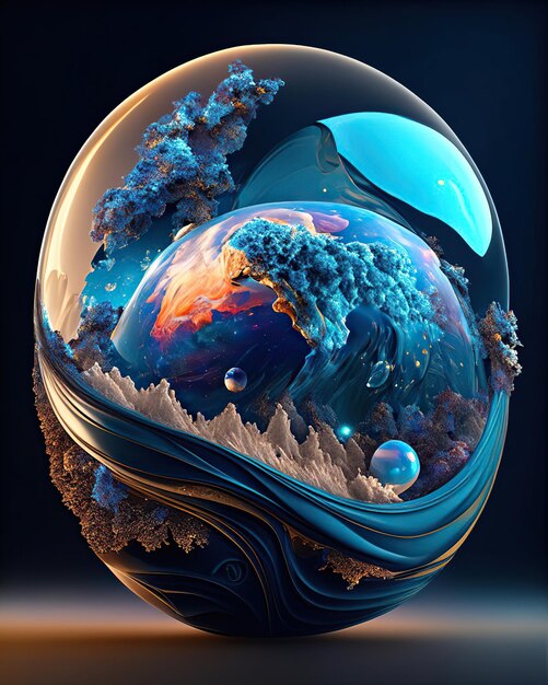 抽象的な超現実的な球体 波のカラフルな壁紙の背景