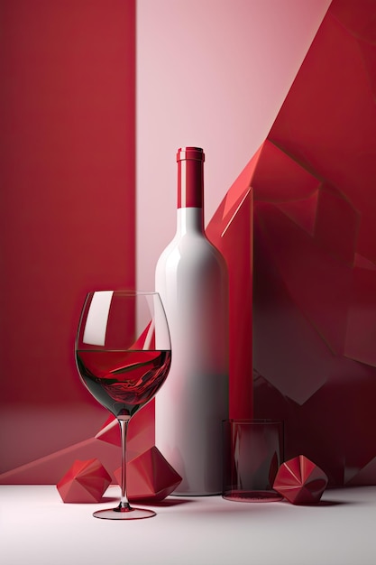 Abstract surrealism 3d graphic design wine tasting banner modern flyer card AI generative
