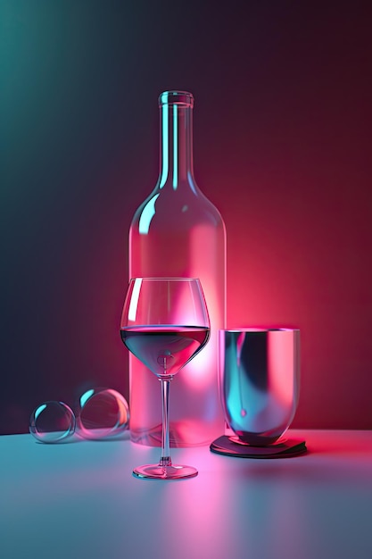 Abstract surrealism 3d graphic design wine tasting banner modern flyer card AI generative