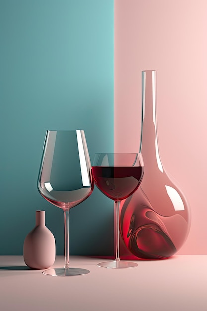 Abstract surrealism 3d graphic design wine tasting banner modern flyer card AI generative