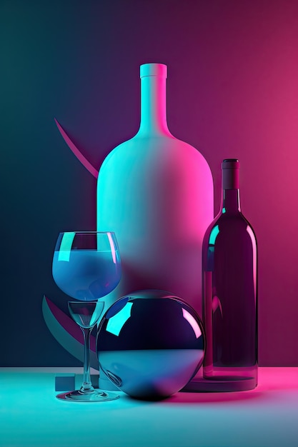 추상 초현실주의 3d 그래픽 디자인 와인 시음 배너 현대 플라이어 카드 AI 생성
