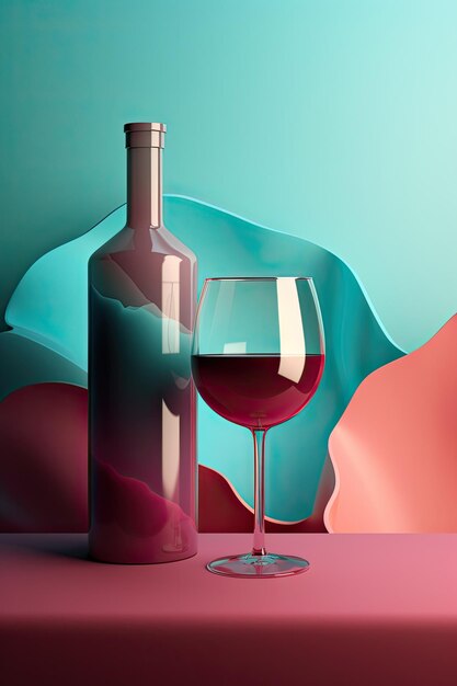 Abstract surrealism 3d graphic design wine tasting banner modern flyer card AI generative