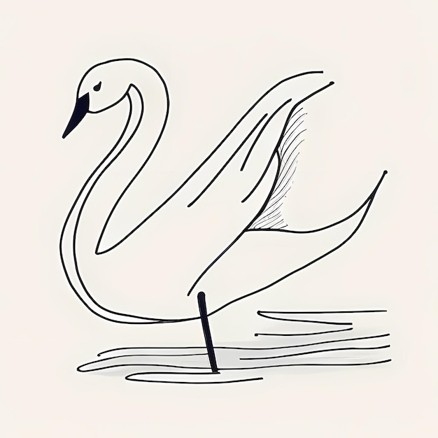 Photo abstract swan essence minimalist line drawing in picassos style coloring