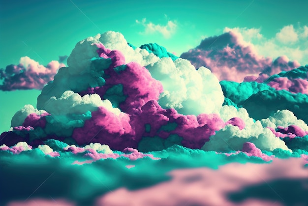 Abstract sweet foam clouds with splashing forms and drops Colorful foam cloud ro sweet cotton background Generated AI