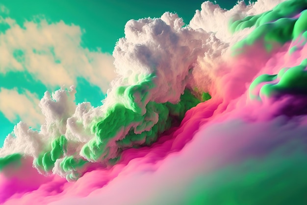Abstract sweet foam clouds with splashing forms and drops Colorful foam cloud ro sweet cotton background Generated AI
