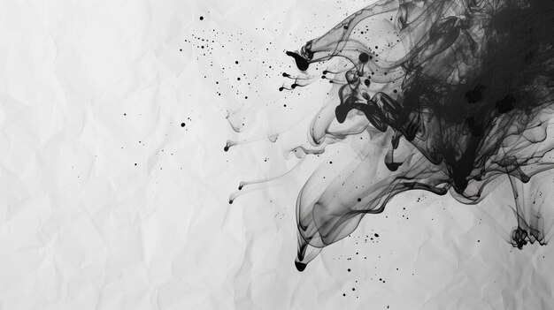 Foto un vortice astratto di inchiostro nero che si diffonde nell'acqua su uno sfondo bianco