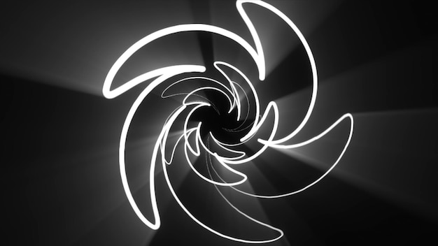 Abstract swirl starfish shape tunnel lighting moving in space 3d computer generated backdrop