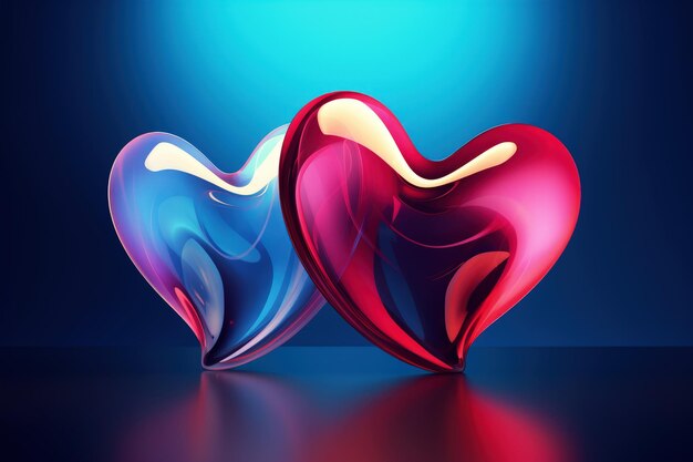 Abstract swirling hearts in blue and red hues Valentines day