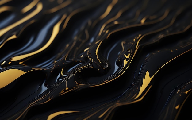 Photo abstract swirling paint on a black background