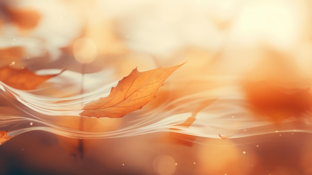 Abstract swirls of autumn leaves falling with a soft focus effect Generative AI