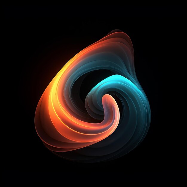 Abstract swirly glowing texture on the black background