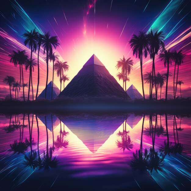 ピラミッドと抽象的なシンターゼの背景
