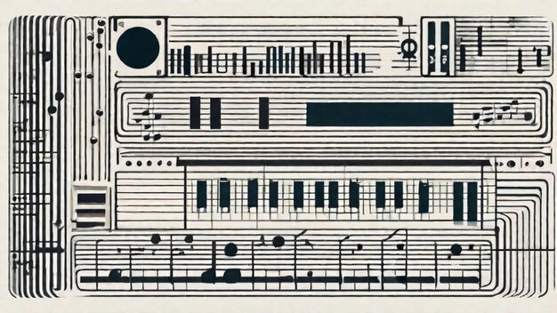 Photo abstract synthesized music composition