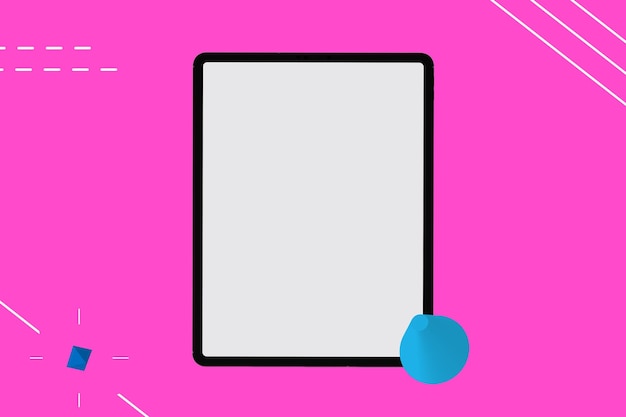 Abstract Tablet Front Side In Pink Background