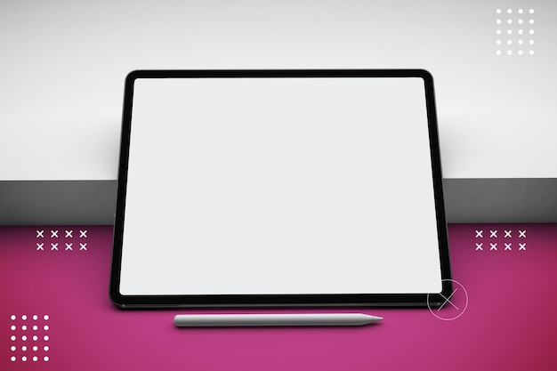 Abstract Tablet Front Side With White Background