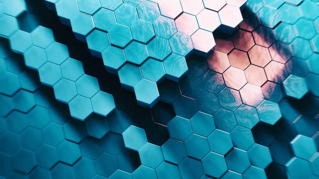 Abstract Technical 3D hexagonal background pattern 3d rendered image with shallow DOF