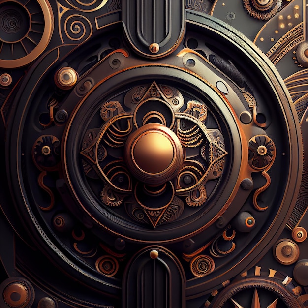 Abstract Technical Background in Steampunk Style Generative AI