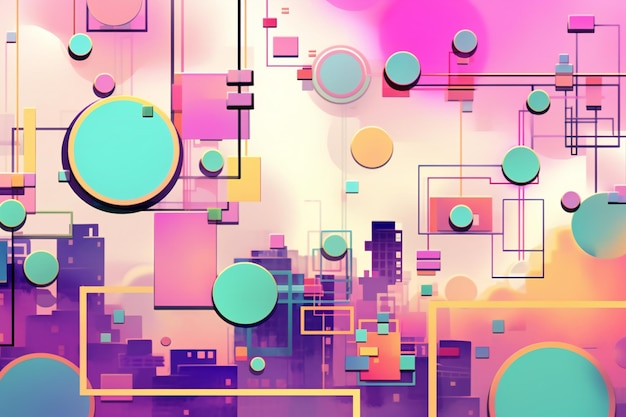 Abstract technological background with circles and rectangles