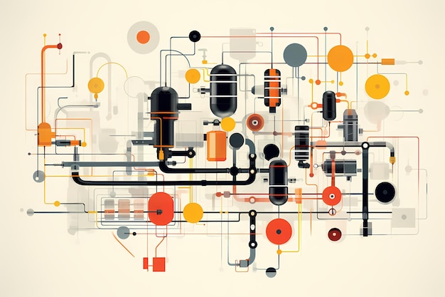 Абстрактный технологический фон с различными технологическими элементами